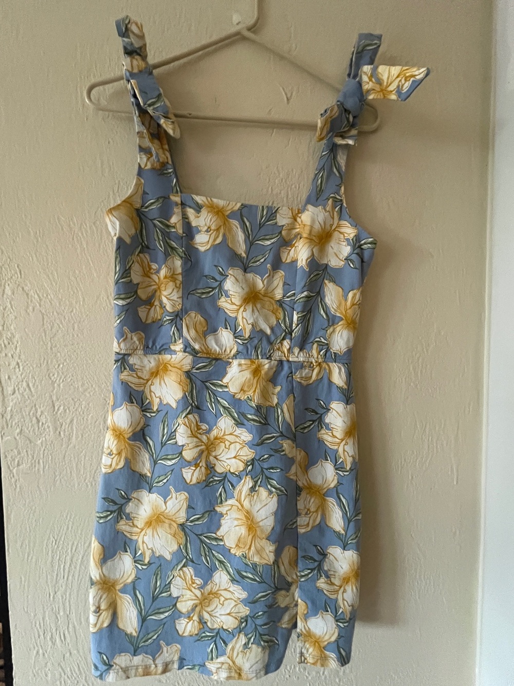 Floral Body con Dress in Blue and Yellow